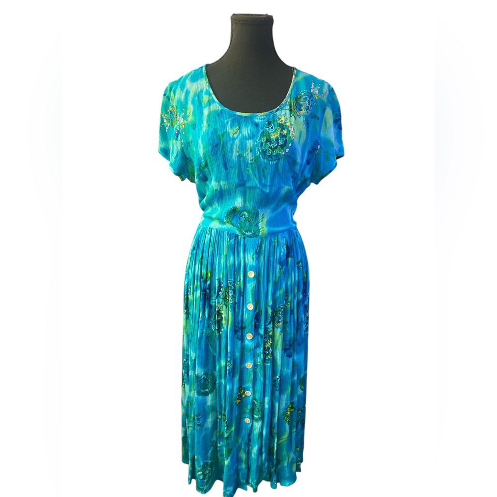 BILA Elegant Blue Floral Dress M GUC